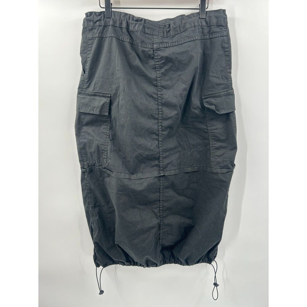 Minga London Faded Black Parachute Midi Skirt Size Large Drawstring Cargo Y2K - Picture 4 of 4